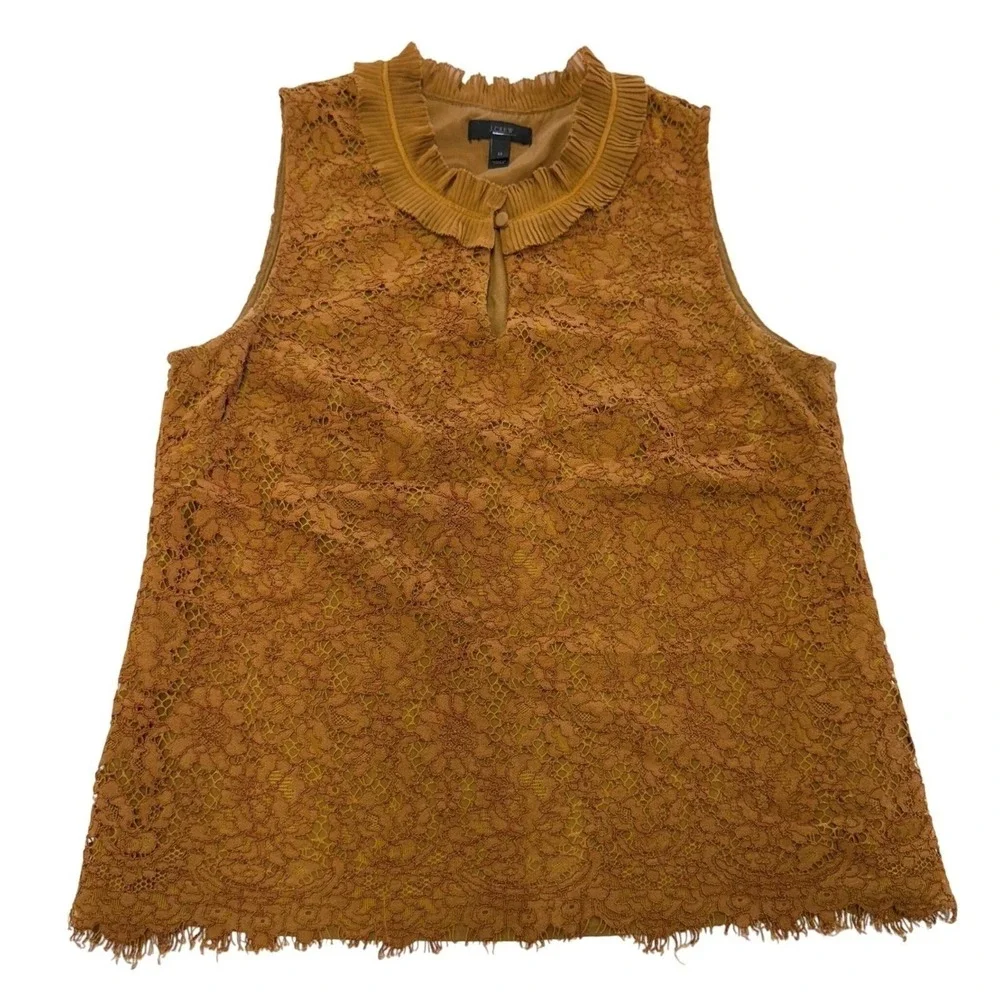 J‎ Crew Top Women Medium Orange Lace Boho Romantic Feminine H2203